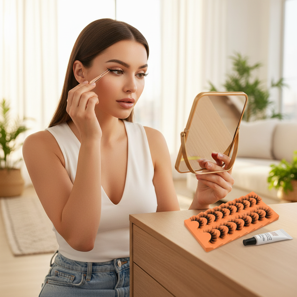 VELTRINAY Cat Eye Lashes False Lashes 3D Faux Mink Lashes Fluffy Volume Strip Lashes Cat Eyelashes Lashes Fake Eyelashes Makeup