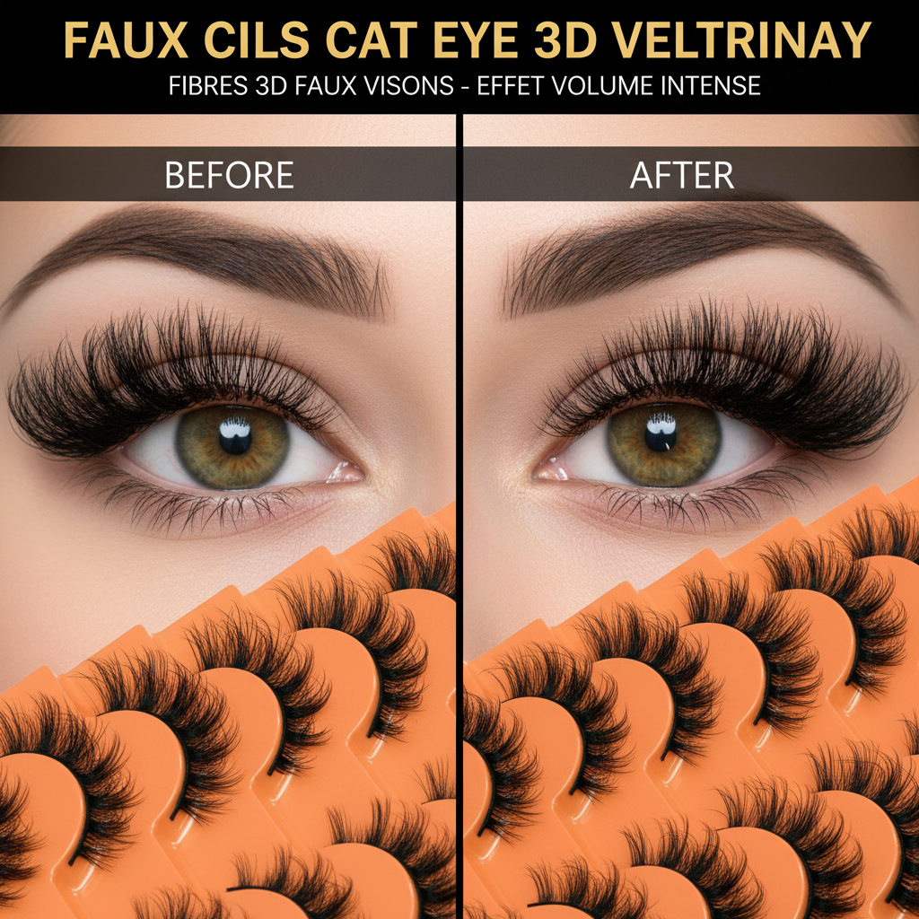 VELTRINAY Cat Eye Lashes False Lashes 3D Faux Mink Lashes Fluffy Volume Strip Lashes Cat Eyelashes Lashes Fake Eyelashes Makeup