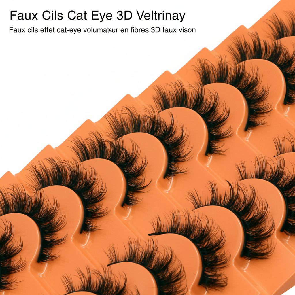 VELTRINAY Cat Eye Lashes False Lashes 3D Faux Mink Lashes Fluffy Volume Strip Lashes Cat Eyelashes Lashes Fake Eyelashes Makeup