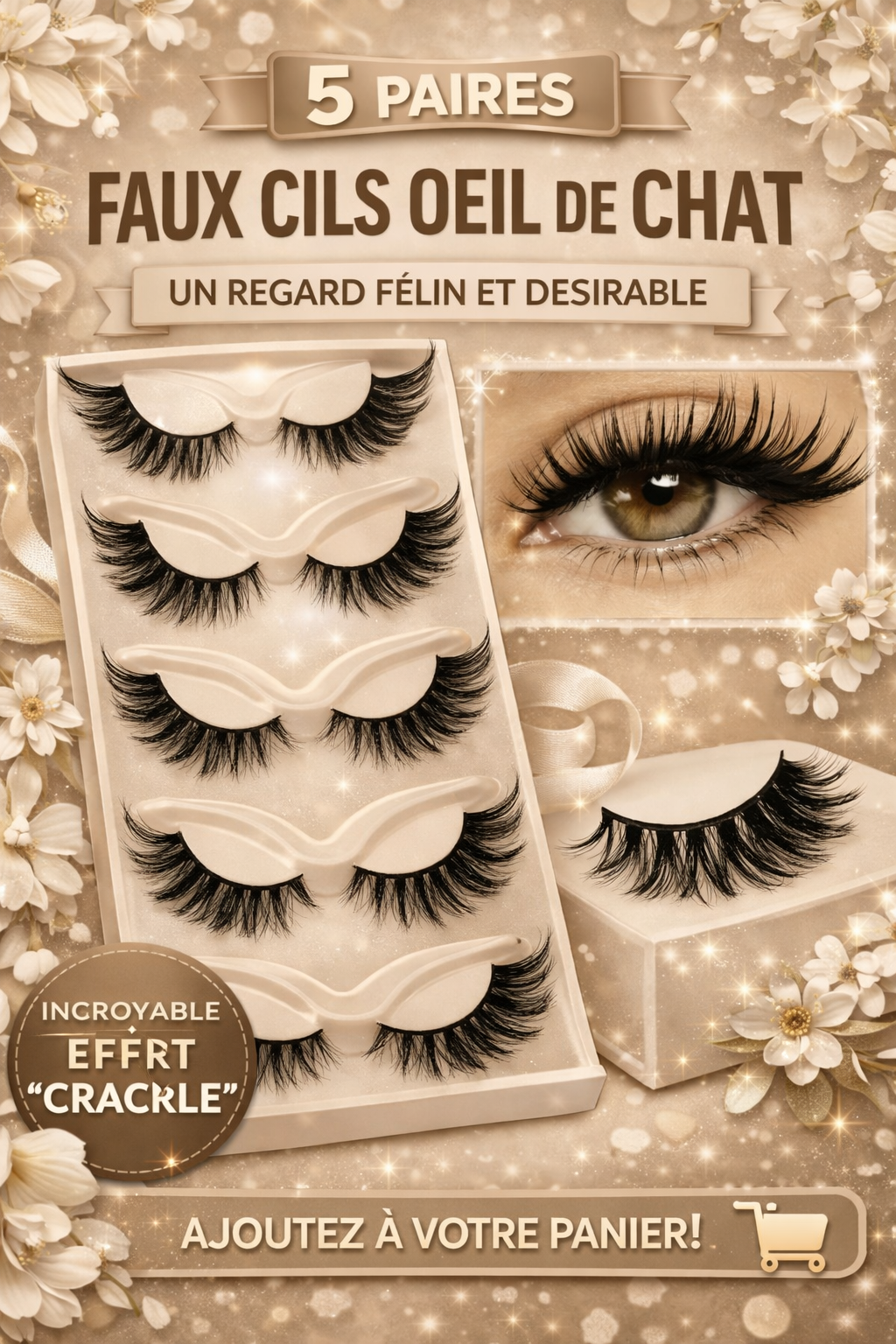 5 Paires de Faux Cils Œil de Chat – Regard Séduisant en 10 Secondes