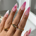 Glamorous 3D Pink False Nails – Glossy Salon Effect