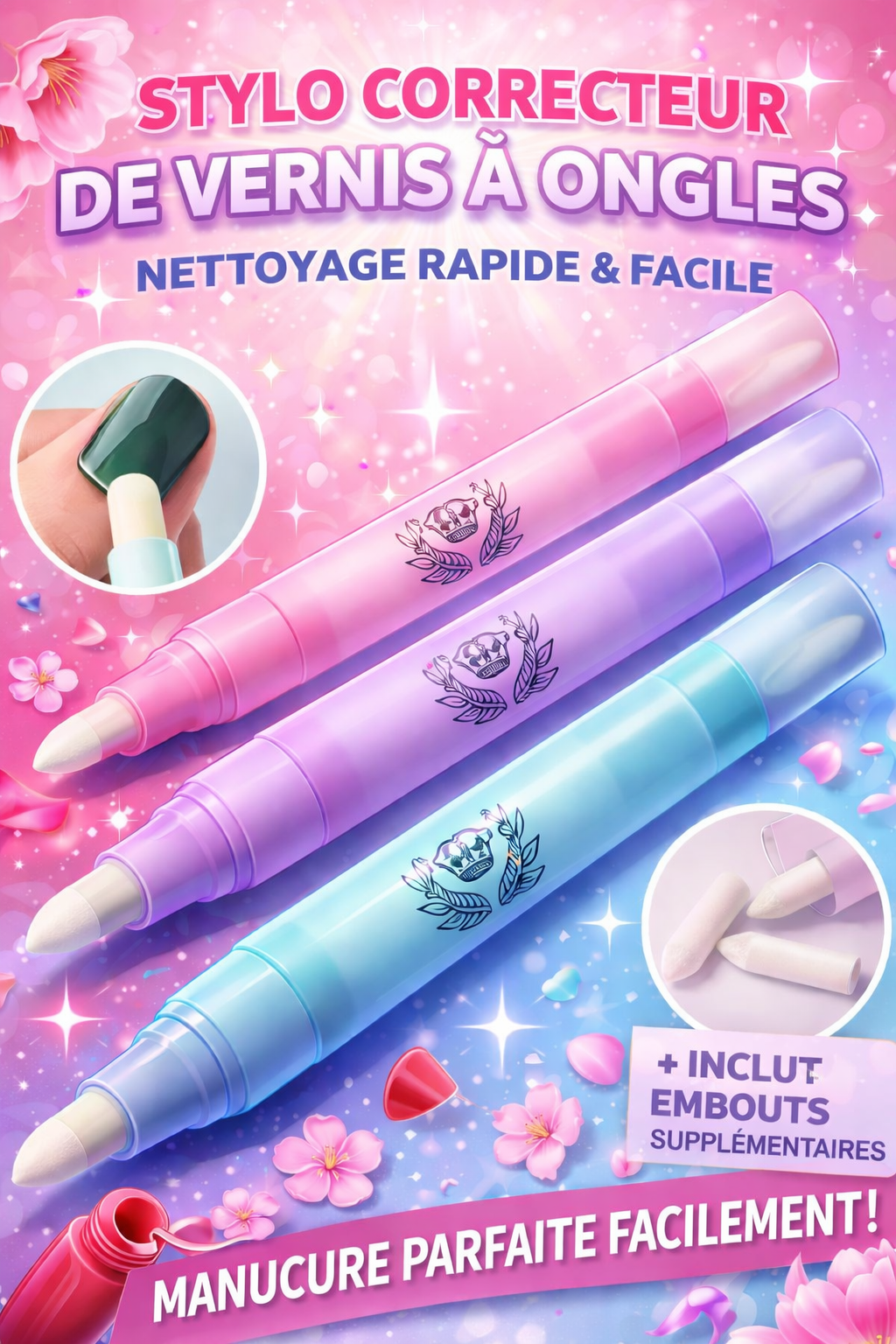 Stylo Correcteur de Vernis à Ongles – Manucure Parfaite en Quelques Secondes (3 Couleurs)