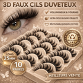 Faux Cils 3D Ultra Duveteux – Volume Intense & Regard Agrandi – Réutilisables - 10 Paires